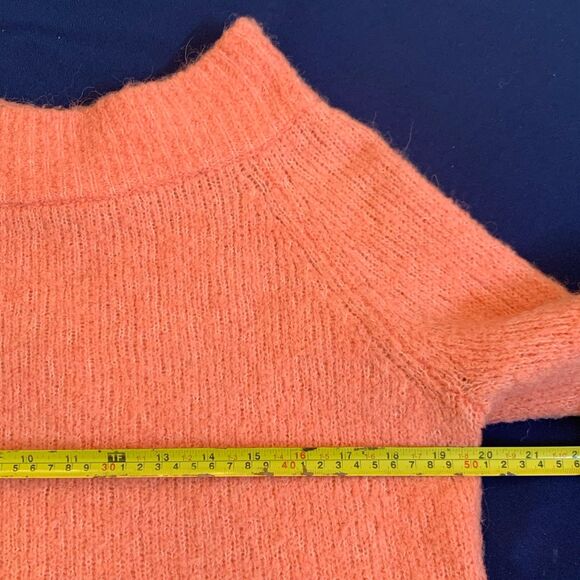Anthropologie Moth Sweater Fuzzy Chunky Knit M Pink Mock Neck Wool Alpaca Preppy - Picture 6 of 8
